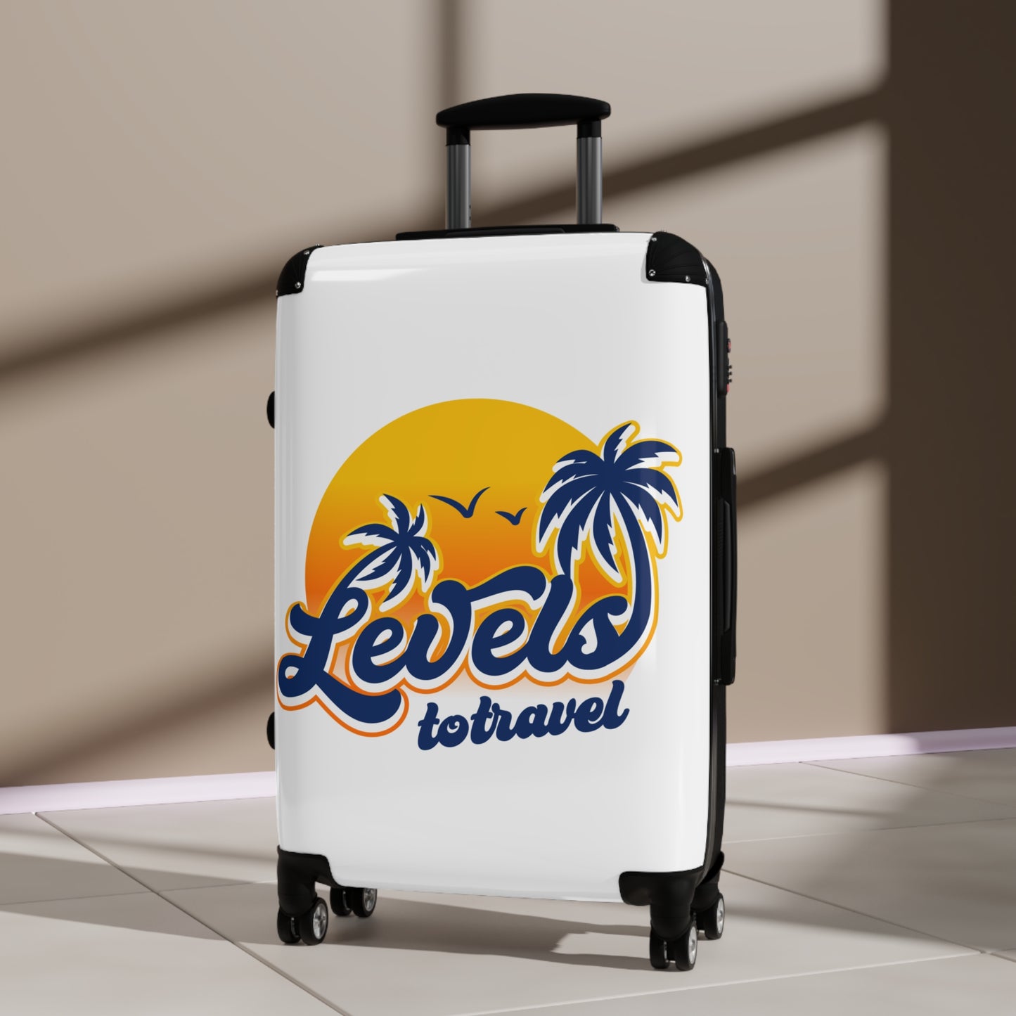 Travel Suitcase with Tropical Design - "Levels to Travel" - Perfect for Adventure Seekers