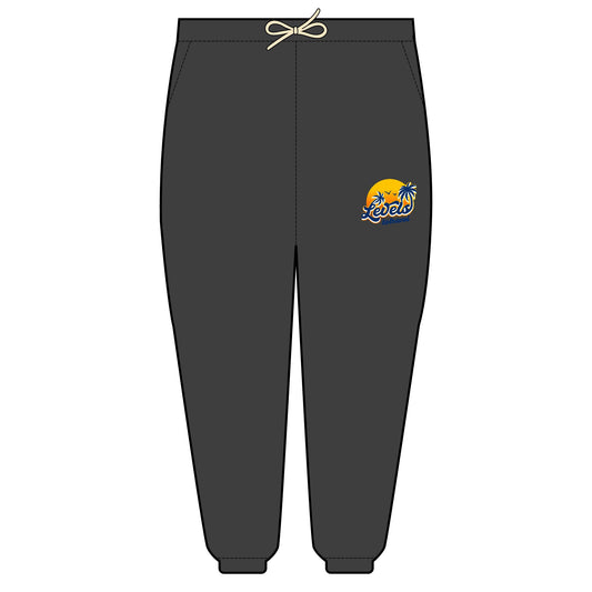 Leisure Vibes Fleece Sweatpants with Tropical Sunset Design