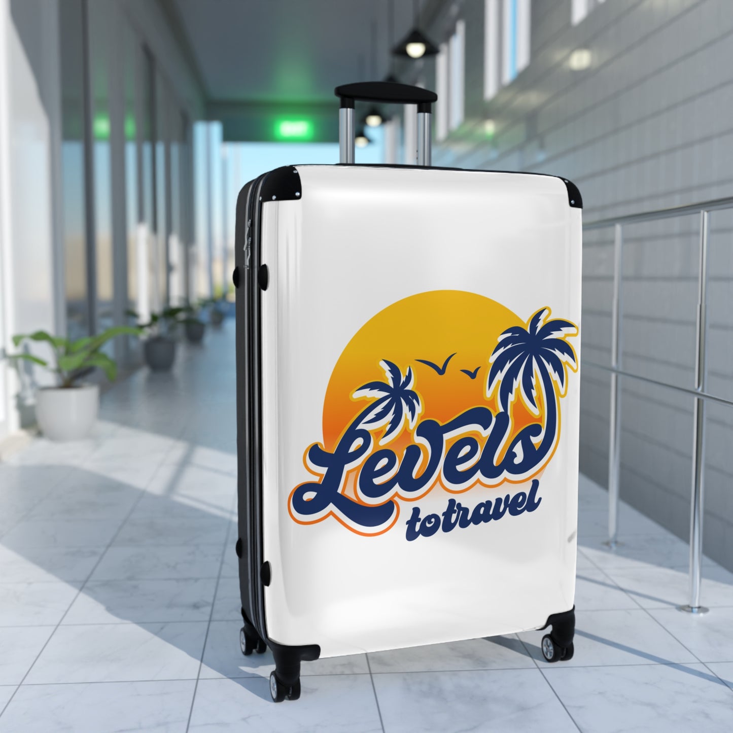 Travel Suitcase with Tropical Design - "Levels to Travel" - Perfect for Adventure Seekers